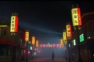 定格动画《补光计划》里纸板搭成的微缩街道场景